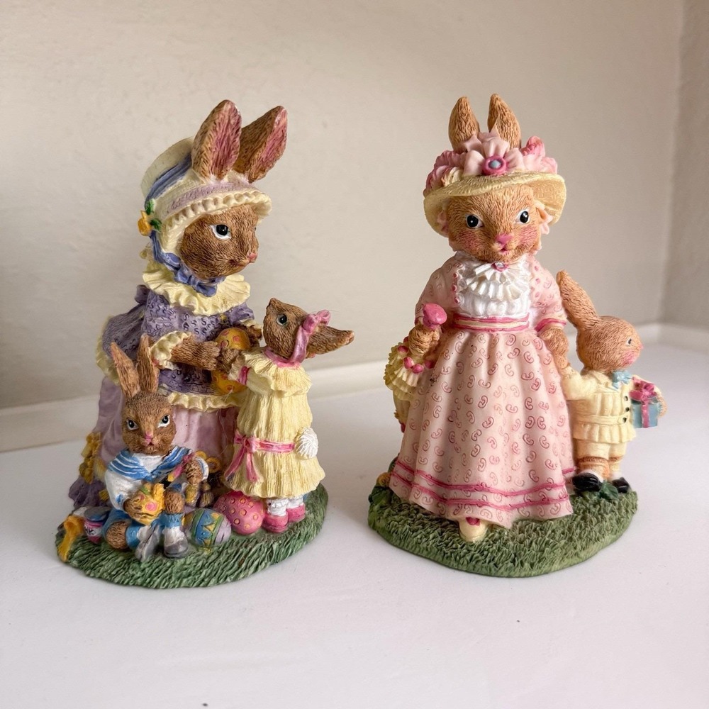 Easter Figurines- The Victorian Collection- Cottage Core. Vintage. 1995 Set Of 2